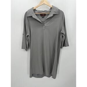 Francie Hargrove Dress Women XL Grey V-Neck Collared Tunic Rayon Blend